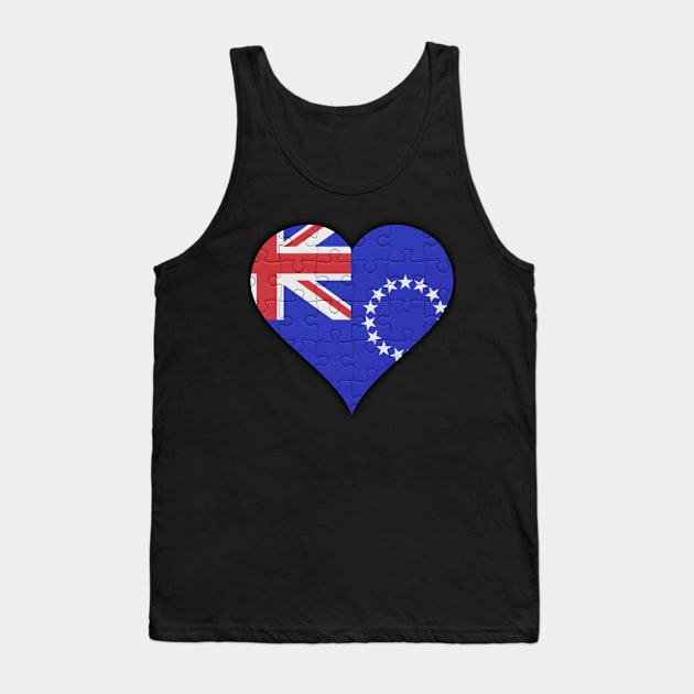 Cook Islander Jigsaw Puzzle Heart Design - Gift for Cook Islander With Cook Islands Roots Tank Top by Country Flags